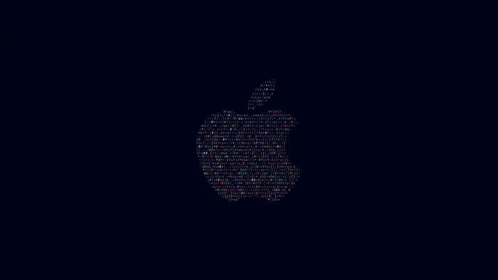 Apple logo made of code