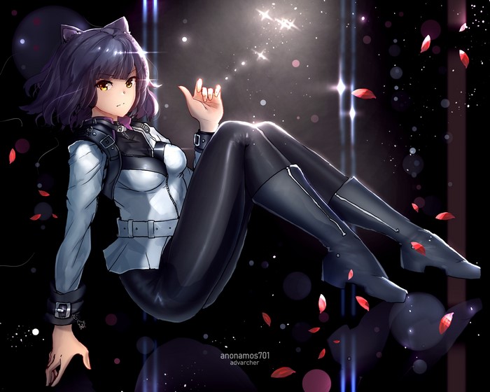 Blake Belladonna from RWBY sitting in space