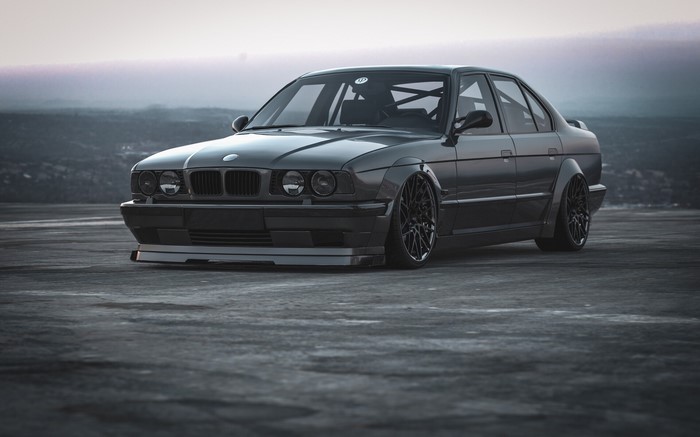 Black BMW E34 with Aggressive Stance