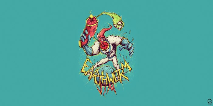 4K Earthworm Jim video game art