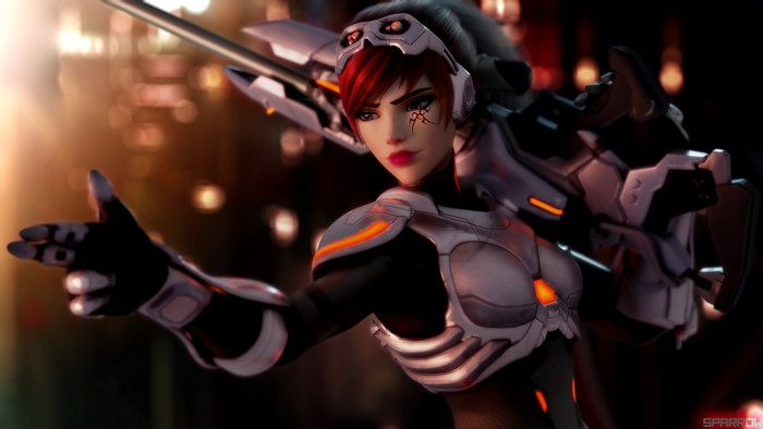 Widowmaker from Overwatch with a weapon