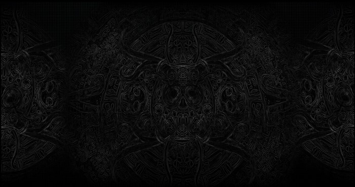 Dark fantasy artwork with skull and demonic motifs