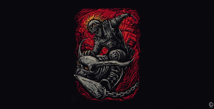 Ghost Rider riding a skeletal creature