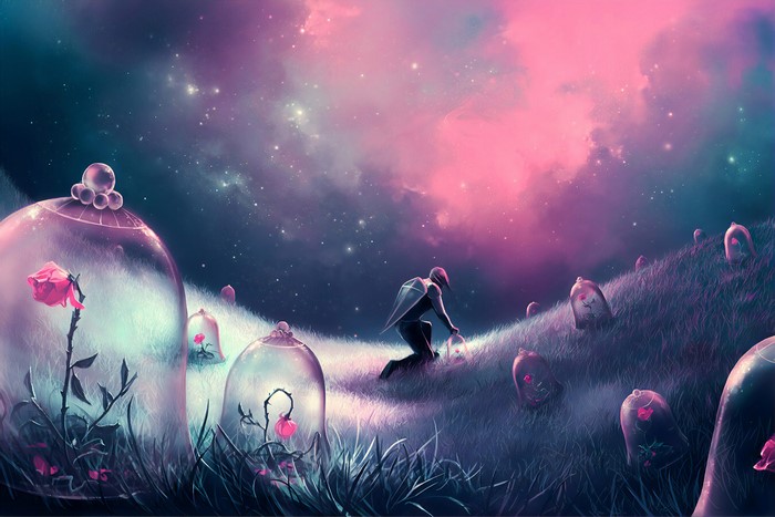 4K Fantasy Space Warrior with Roses