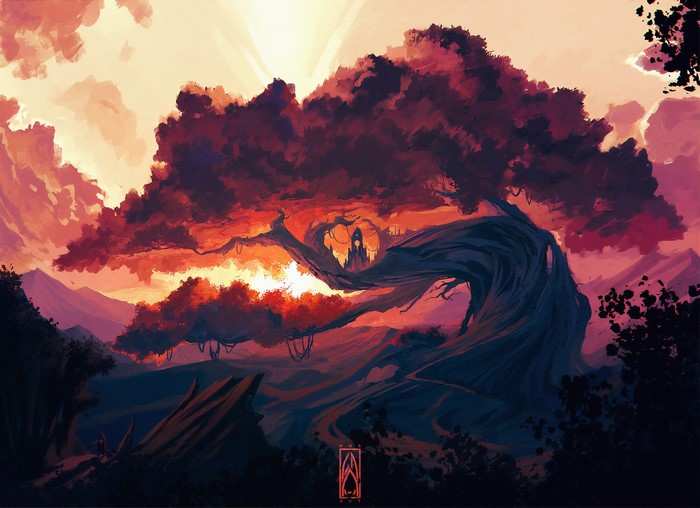 4K Fantasy Art of Ancient Tree and Shrine