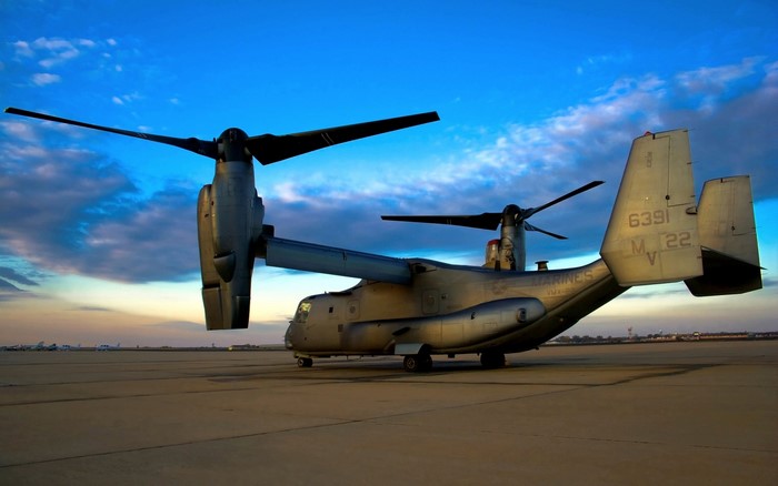 Boeing-Bell V-22 Osprey of the US Marines on tarmac