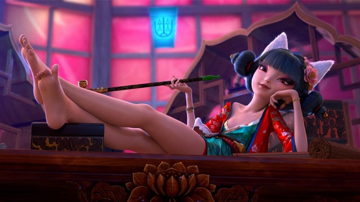 Bai Suzhen from Legend of the White Snake smoking