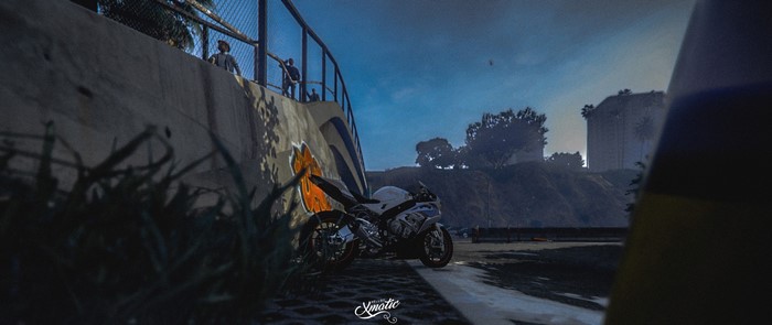 BMW S1000RR motorcycle parked near a wall in Grand Theft Auto V