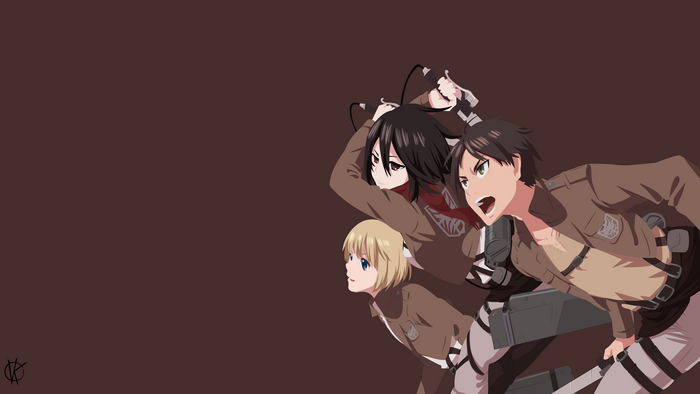 Eren, Mikasa, and Armin from Attack on Titan