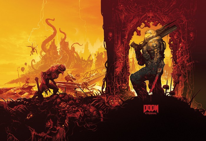 Doom Slayer in Hell from DOOM Eternal artwork