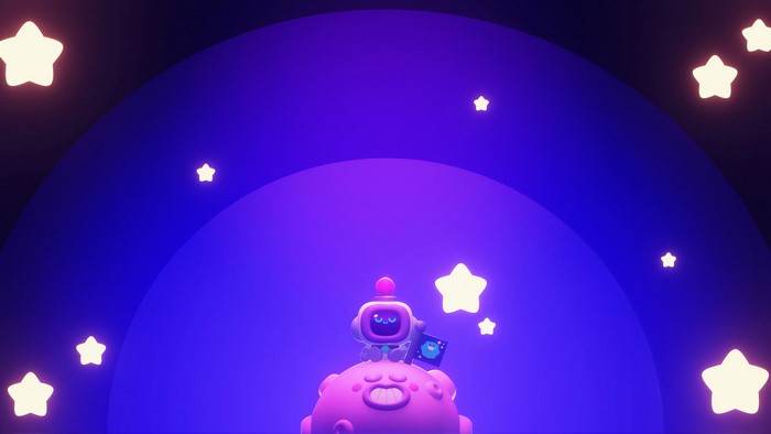 Robot on a planet with stars