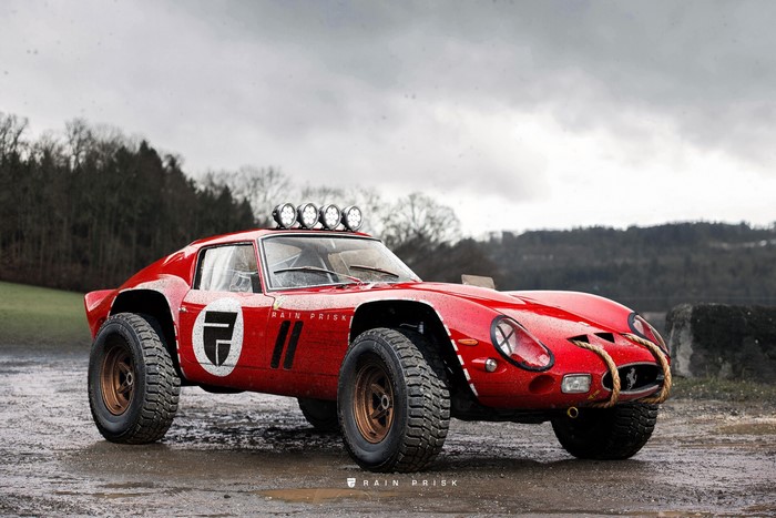 Red Ferrari 250 GTO rally car render