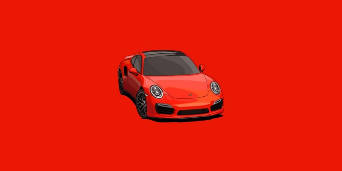 Red Porsche 911 car on a red background