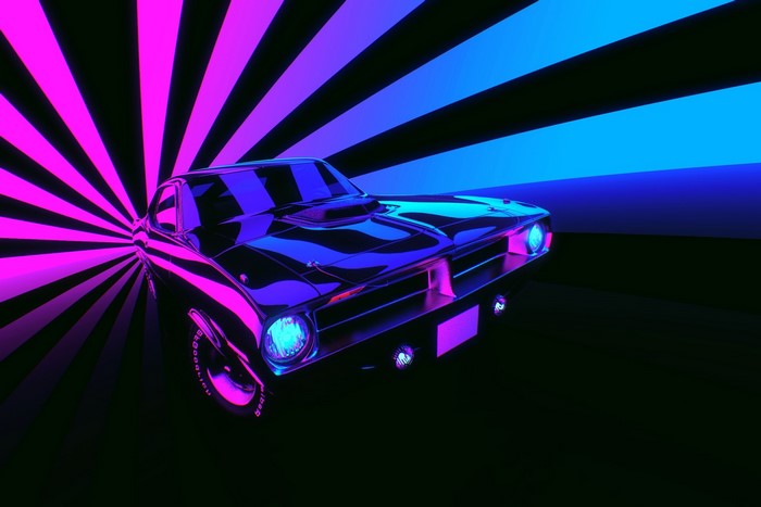 Plymouth Barracuda in Synthwave Style