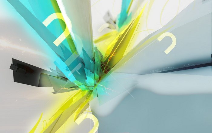 Abstract 3D Render with Blue and Yellow Geometric Shapes