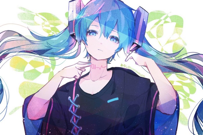 Hatsune Miku from Vocaloid with Aqua Hair and Twintails
