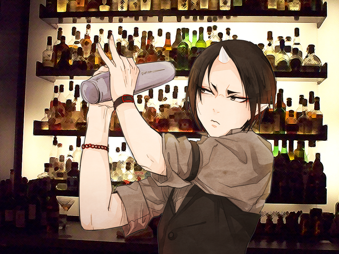 Hoozuki no Reitetsu character shaking a cocktail shaker