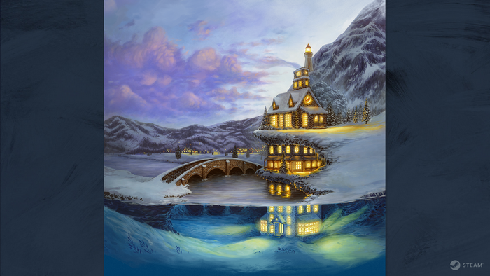 Winter Landscape with House and Bridge