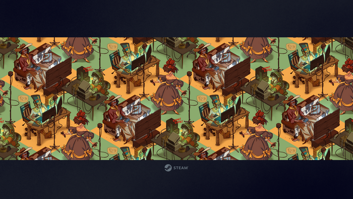Isometric illustration of people playing video games