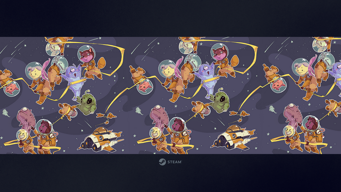 Cute cartoon aliens and animals in space suits