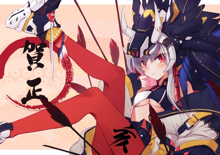 Anime girl with white hair and red outfit