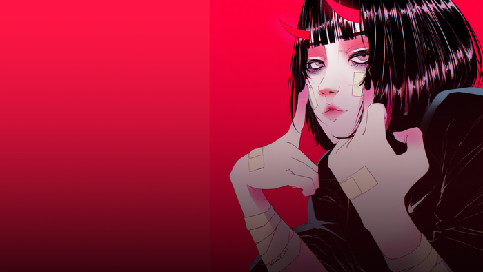 Demon Girl with Red Horns by Vinne