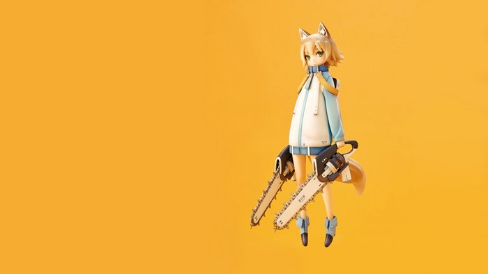 Anime girl with cat ears holding chainsaws