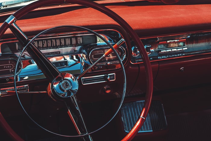 4K Classic Cadillac Car Interior with Steering Wheel