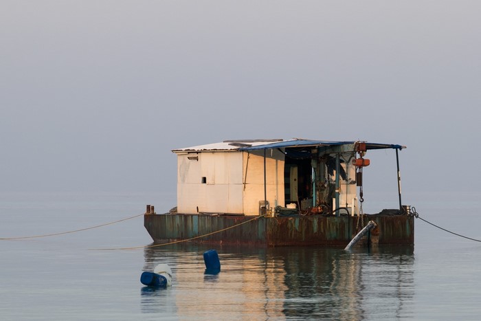 Floating house on the sea