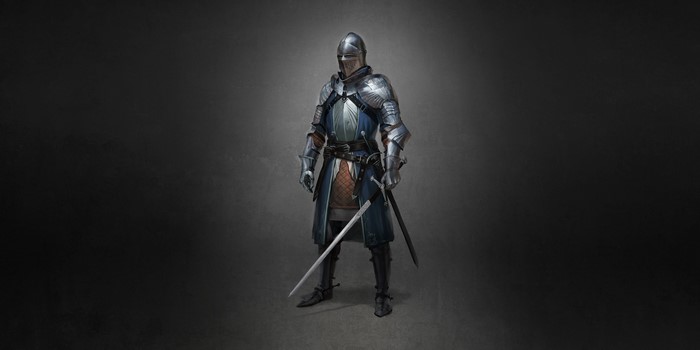 Knight in full armor with swords by Max Yenin