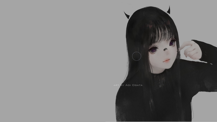 Aoi Ogata Dark-Haired Girl Illustration