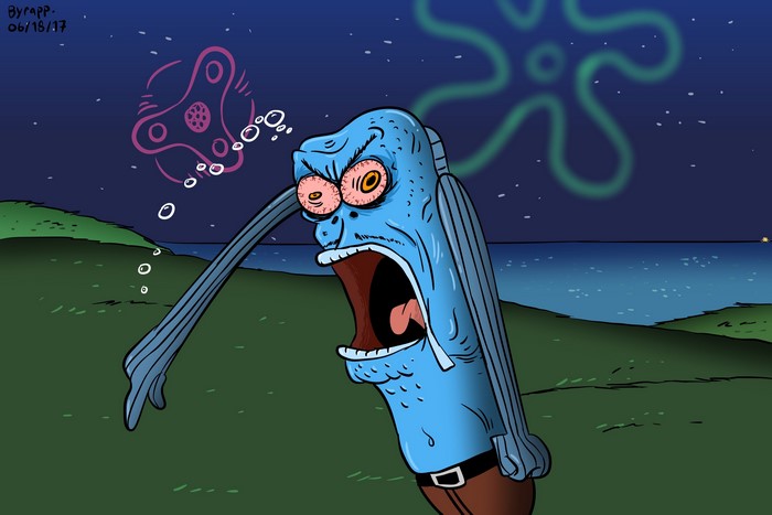 Mr. Krabs from SpongeBob SquarePants looking angry