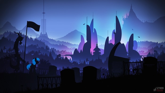 Discord from My Little Pony in a fantasy landscape