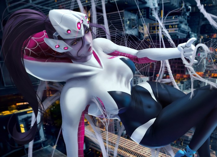 Spider-Gwen and Widowmaker Crossover Fan Art