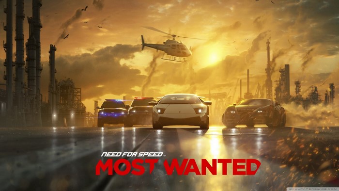 Need for Speed: Most Wanted cars and helicopter