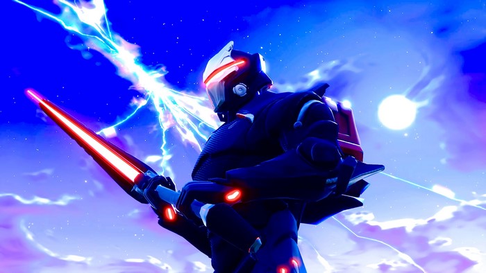 4K Fortnite character with glowing sword