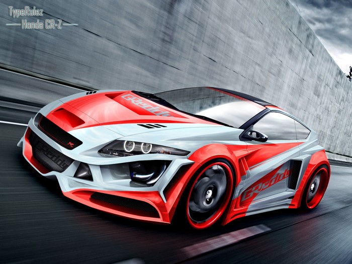 Custom red and white Honda CR-Z concept car