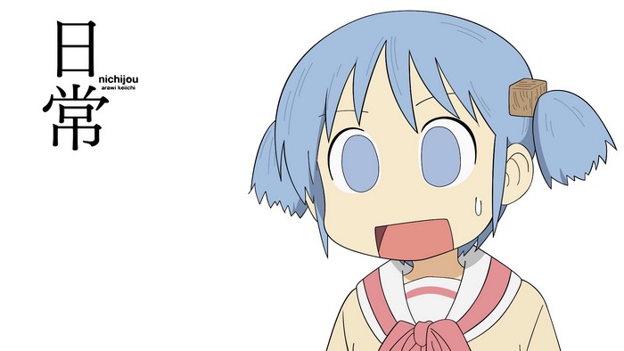 Nichijou anime girl with blue hair and pigtails