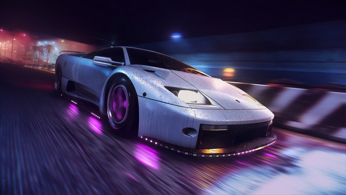 Lamborghini Diablo from Need for Speed with neon lights