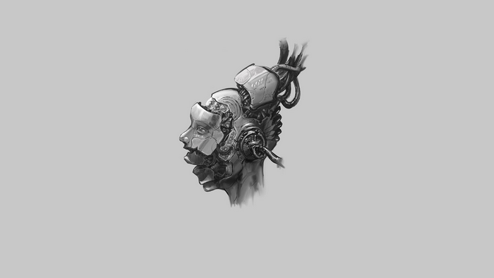 Cyberpunk cyborg head illustration by Huy Tran Viet