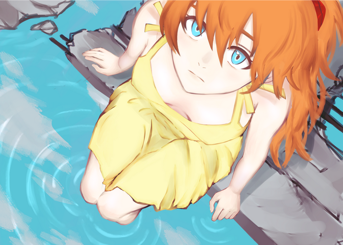 Asuka Langley Soryu from Neon Genesis Evangelion in yellow dress