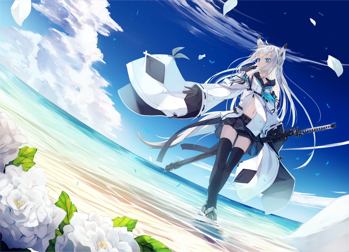 Kawakaze from Azur Lane on a beach