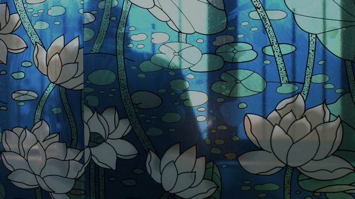 Lotus flowers on a blue background
