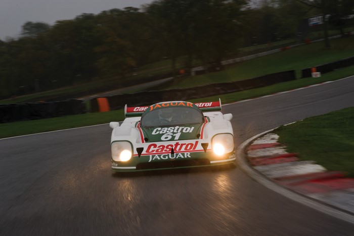 Jaguar XJR-9 race car with Castrol livery on track