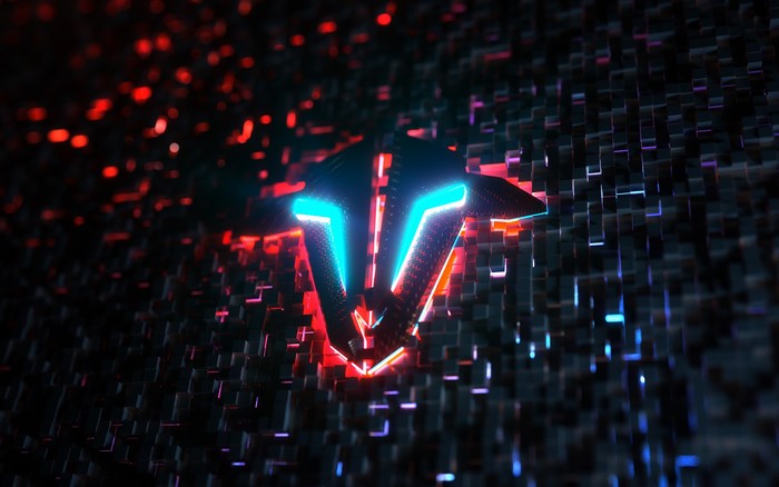 Abstract digital art logo with neon lights