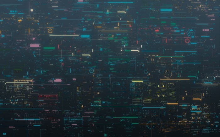 Futuristic Digital Interface with Colorful Data Streams