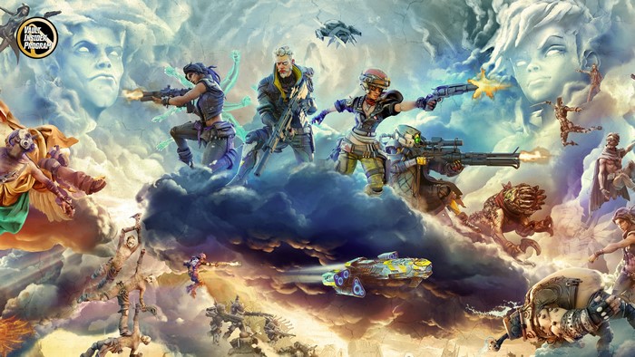 Borderlands 3 characters in clouds with Vault Insider Program logo