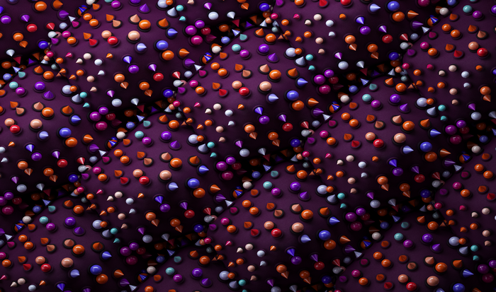 Colorful abstract digital art with purple background