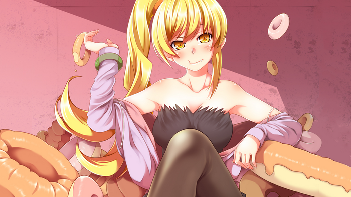 Oshino Shinobu from Monogatari Series with donuts