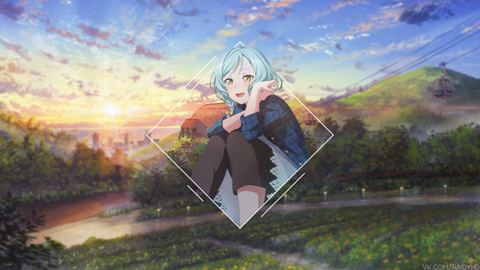 4K anime girl from BanG Dream! in a scenic landscape